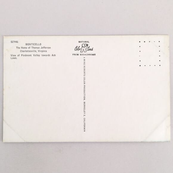 Monticello Thomas Jefferson Home View Charlottesville Virginia 1950s Postcard - Picture 2 of 2